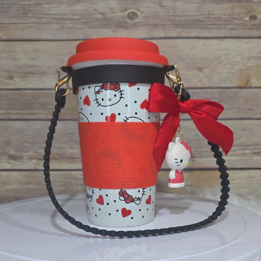 Hello Kitty Red, White & Black Crossbody Travel Cup